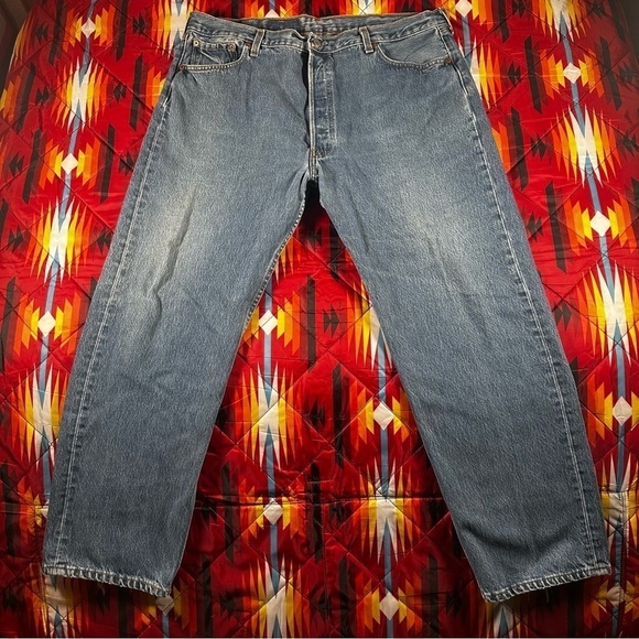 Vintage Levis 501xx Button Fly Jeans Made in USA Denim Pants Mens Tag 42x30 Blue - Picture 1 of 14